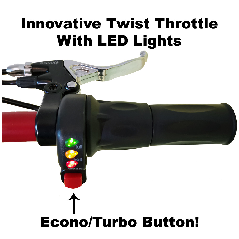Innovative twist throttle with battery LED lights