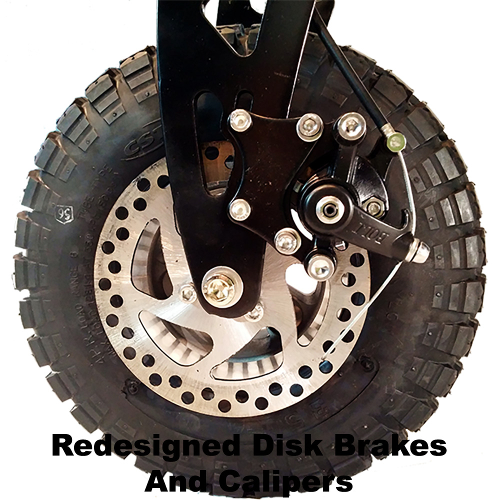 Redesigned disk brakes and calipers